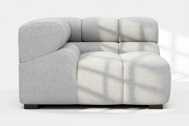 The Tufty – Light Gray Wool, Corner (Left)