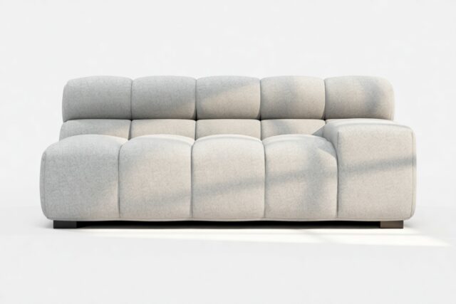 The Tufty – Light Gray Wool, Extra Large Armrest (Right)