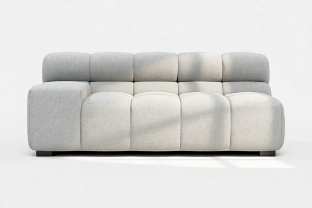 The Tufty – Light Gray Wool, Extra Large Armrest (Left)