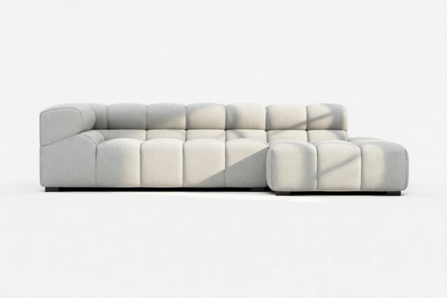 The Tufty – Light Gray Wool, Small L (Right) – Sectional