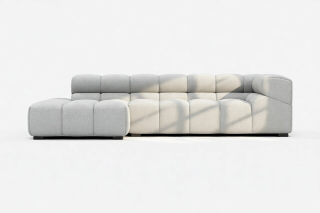 The Tufty – Light Gray Wool, Small L (Left) – Sectional