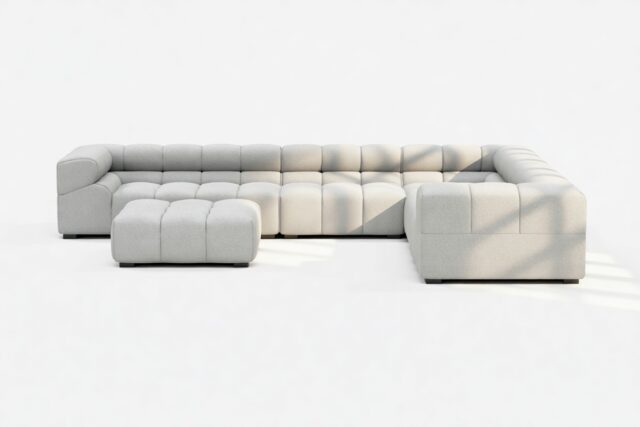 The Tufty – Light Gray Wool, Large Corner (Right) – Sectional