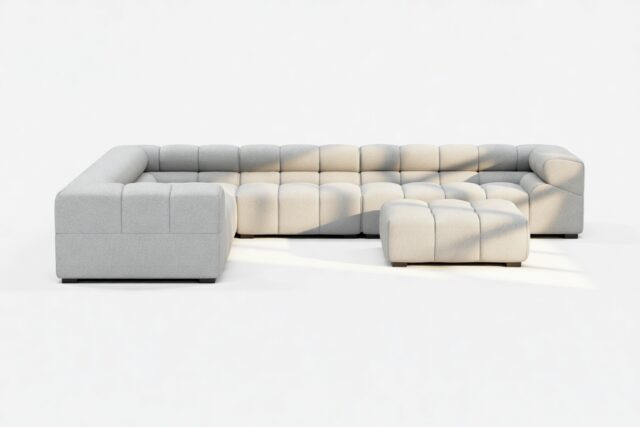 The Tufty – Light Gray Wool, Large Corner (Left) – Sectional