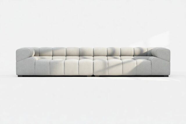 The Tufty – Light Gray Wool, Extra Large Sofa – Sectional