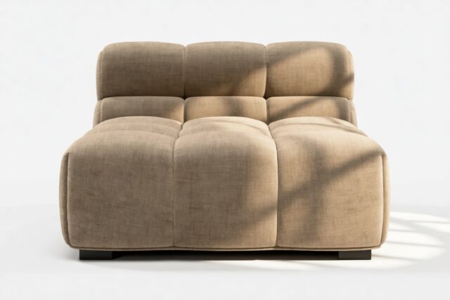 The Tufty – Cappuccino Brown Chenille, Armless Chaise