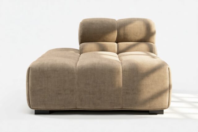 The Tufty – Cappuccino Brown Chenille, Armless Chaise (Left)
