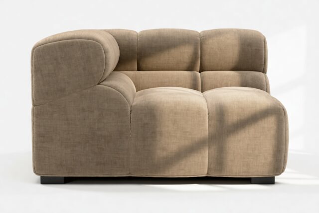 The Tufty – Cappuccino Brown Chenille, Corner (Left)