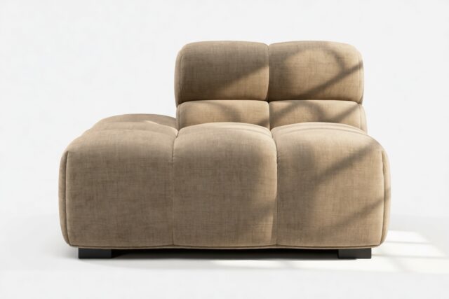 The Tufty – Cappuccino Brown Chenille, End Armless (Left)