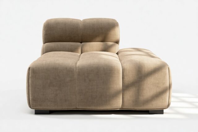 The Tufty – Cappuccino Brown Chenille, Armless Chaise (Right)