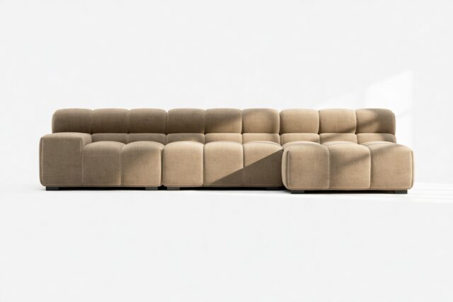 The Tufty – Cappuccino Brown Chenille, Small Chaise (Right) – Sectional