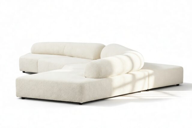 The On the Rocks – White Textured Chenille, Corner Sectional (Right)