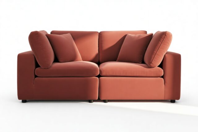 The Ciel – Cinnamon Velvet, Two Seater Sofa