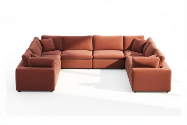 The Ciel – Cinnamon Velvet, Sectional (Eight Seater)