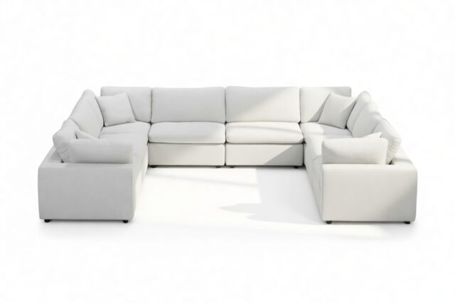The Ciel – Dove Linen, Sectional (Eight Seater)