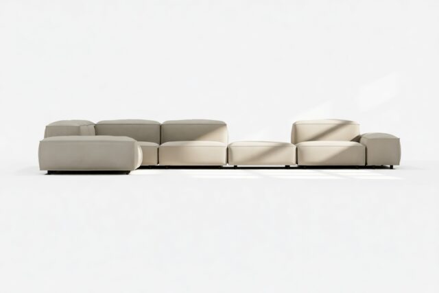 The Extrasoft – Beige Gray Vegan Leather, Large Corner (Left)