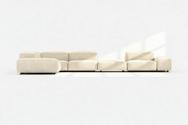 The Extrasoft – Eggshell Vegan Suede, Large Corner (Left)