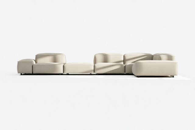 The Extrasoft – Beige Gray Vegan Leather, Large Corner (Right)