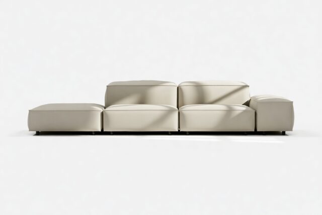 The Extrasoft – Beige Gray Vegan Leather, Open End Sofa (Left)