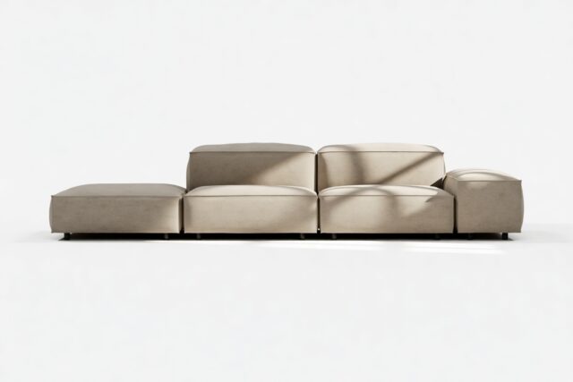 The Extrasoft – Biscotti Brushed Weave, Open End Sofa (Left)