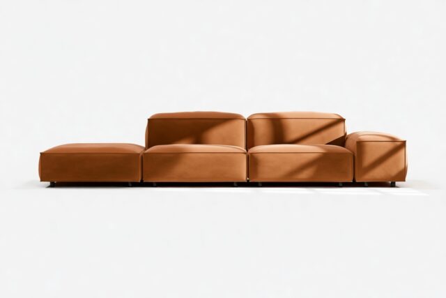 The Extrasoft – Burnt Orange Velvet, Open End Sofa (Left)