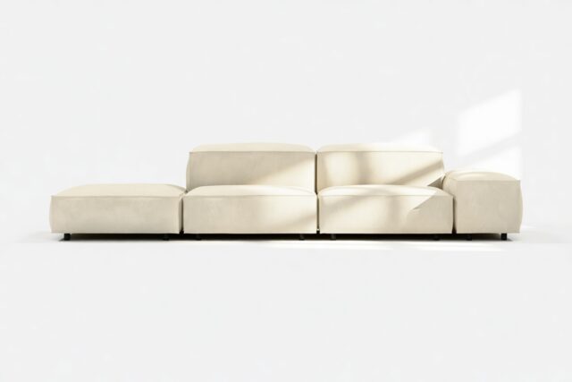 The Extrasoft – Eggshell Vegan Suede, Open End Sofa (Left)