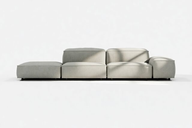 The Extrasoft – Soft Gray Brushed Weave, Open End Sofa (Left)