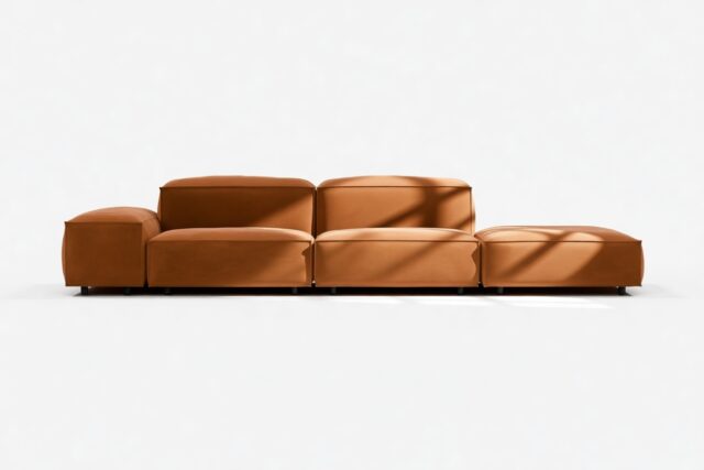 The Extrasoft – Burnt Orange Velvet, Open End Sofa (Right)