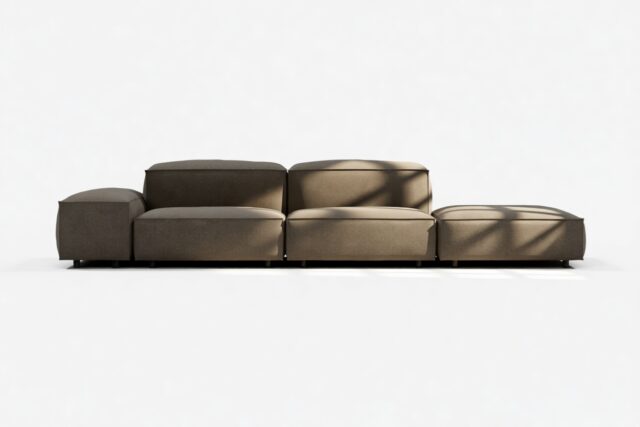 The Extrasoft – Coffee Brushed Weave, Open End Sofa (Right)