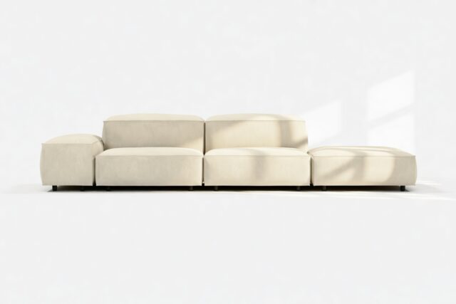 The Extrasoft – Eggshell Vegan Suede, Open End Sofa (Right)