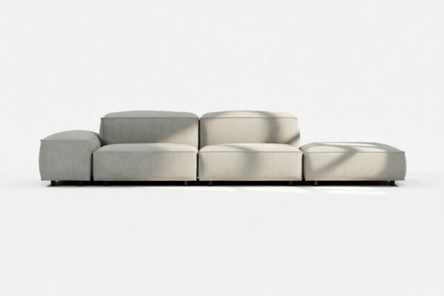 The Extrasoft – Soft Gray Brushed Weave, Open End Sofa (Right)