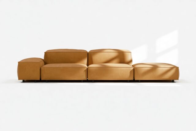 The Extrasoft – Tan Vegan Leather, Open End Sofa (Right)