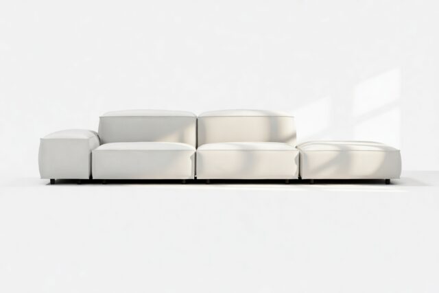 The Extrasoft – White Linen, Open End Sofa (Right)