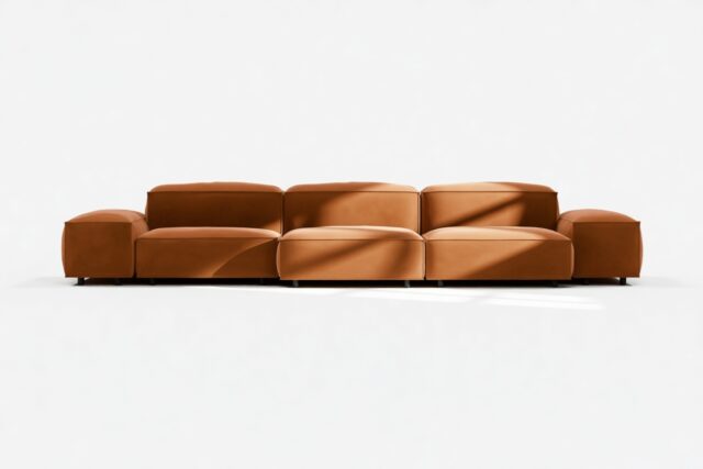 The Extrasoft – Burnt Orange Velvet, Three Seater Sofa (Left)