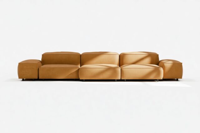 The Extrasoft – Tan Vegan Leather, Three Seater Sofa (Left)