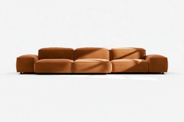 The Extrasoft – Burnt Orange Velvet, Three Seater Sofa (Right)