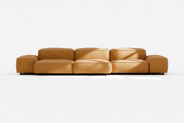 The Extrasoft – Tan Vegan Leather, Three Seater Sofa (Right)