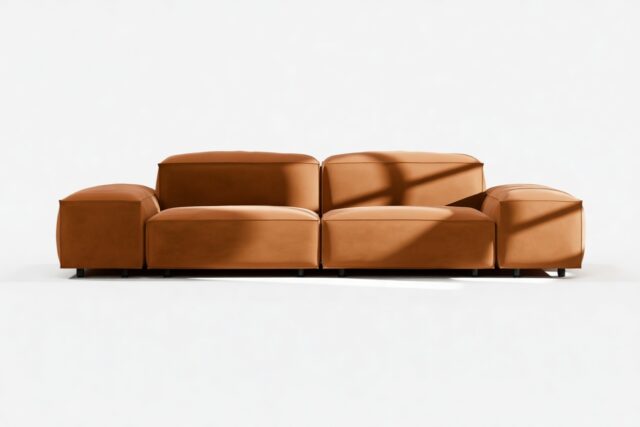 The Extrasoft – Burnt Orange Velvet, Two Seater Sofa