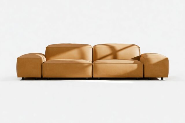 The Extrasoft – Tan Vegan Leather, Two Seater Sofa