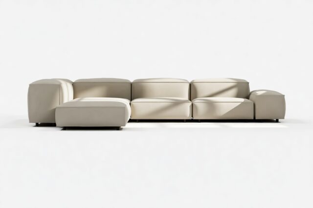 The Extrasoft – Beige Gray Vegan Leather, Corner (Left)