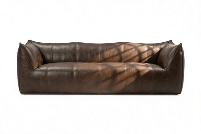 The Bambole – Distressed Brown Premium Leather, Three Seater Sofa