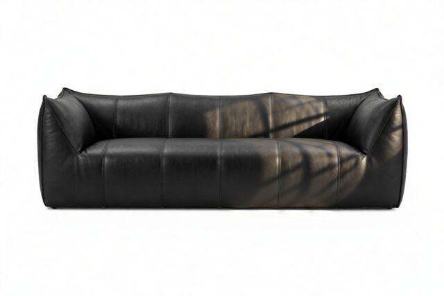 The Bambole – Vintage Black Vegan Leather, Three Seater Sofa