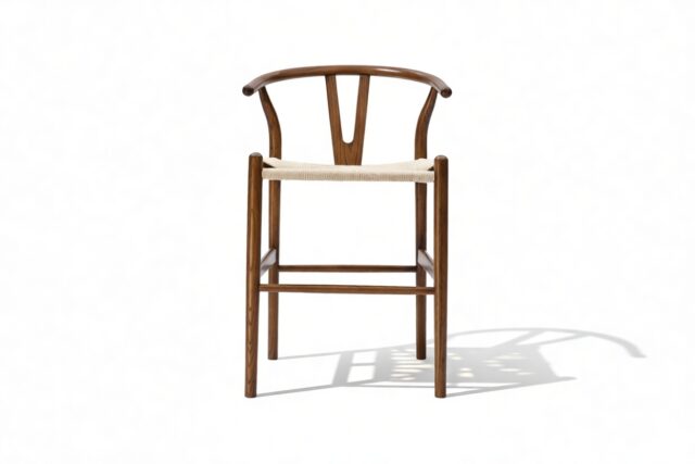 The Wish – Walnut with Natural Seat, Counter Stool