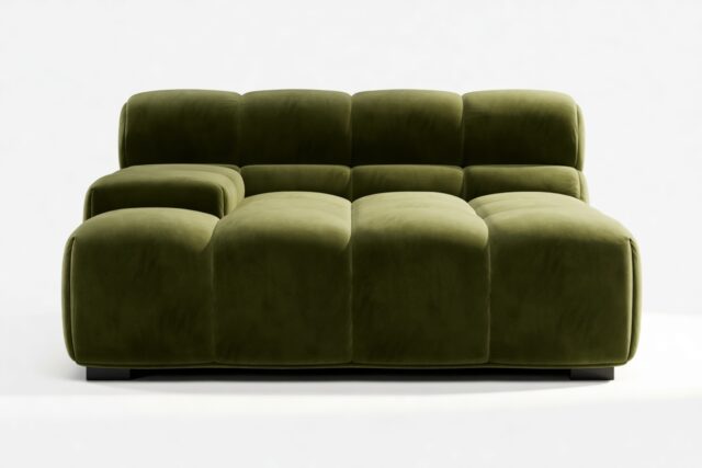 The Tufty – Thyme Luxe Velvet, Deep Large Armrest (Left)
