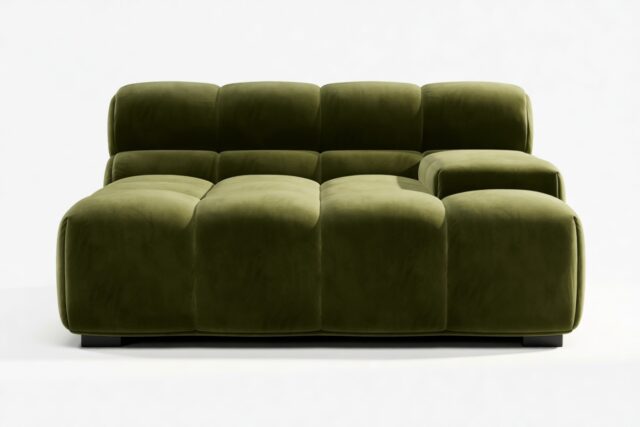 The Tufty – Thyme Luxe Velvet, Deep Large Armrest (Right)