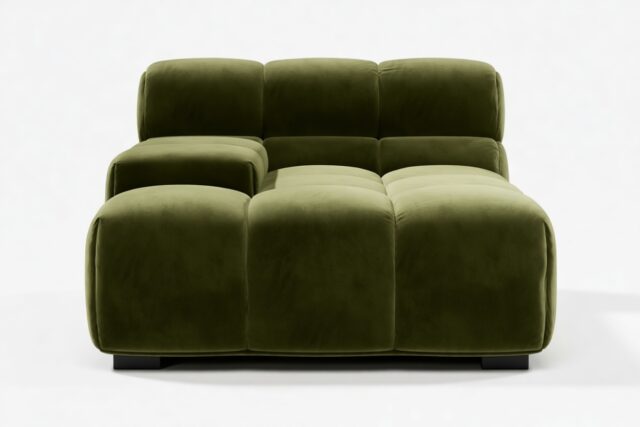 The Tufty – Thyme Luxe Velvet, Deep Armrest (Left)
