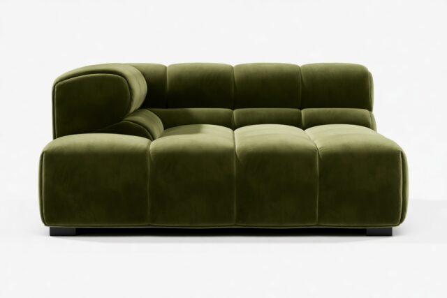 The Tufty – Thyme Luxe Velvet, Deep Corner Half (Left)