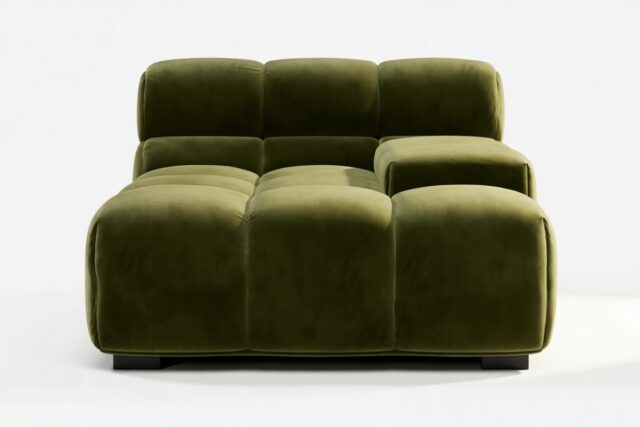 The Tufty – Thyme Luxe Velvet, Deep Armrest (Right)