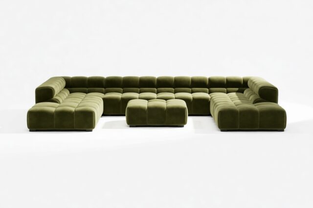 The Tufty – Thyme Luxe Velvet, U Shape – Sectional