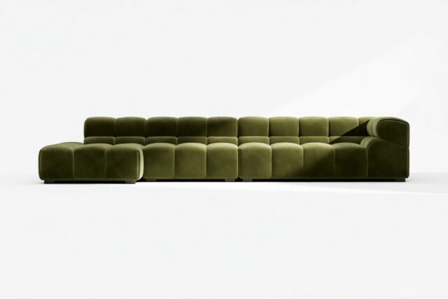The Tufty – Thyme Luxe Velvet, Sectional Large Chaise (Left)