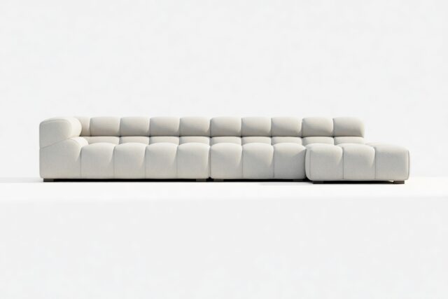 The Tufty – Light Gray Wool, Sectional Large Chaise (Right)